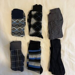 Men's Patterned Socks Set - Black, Gray, Blue